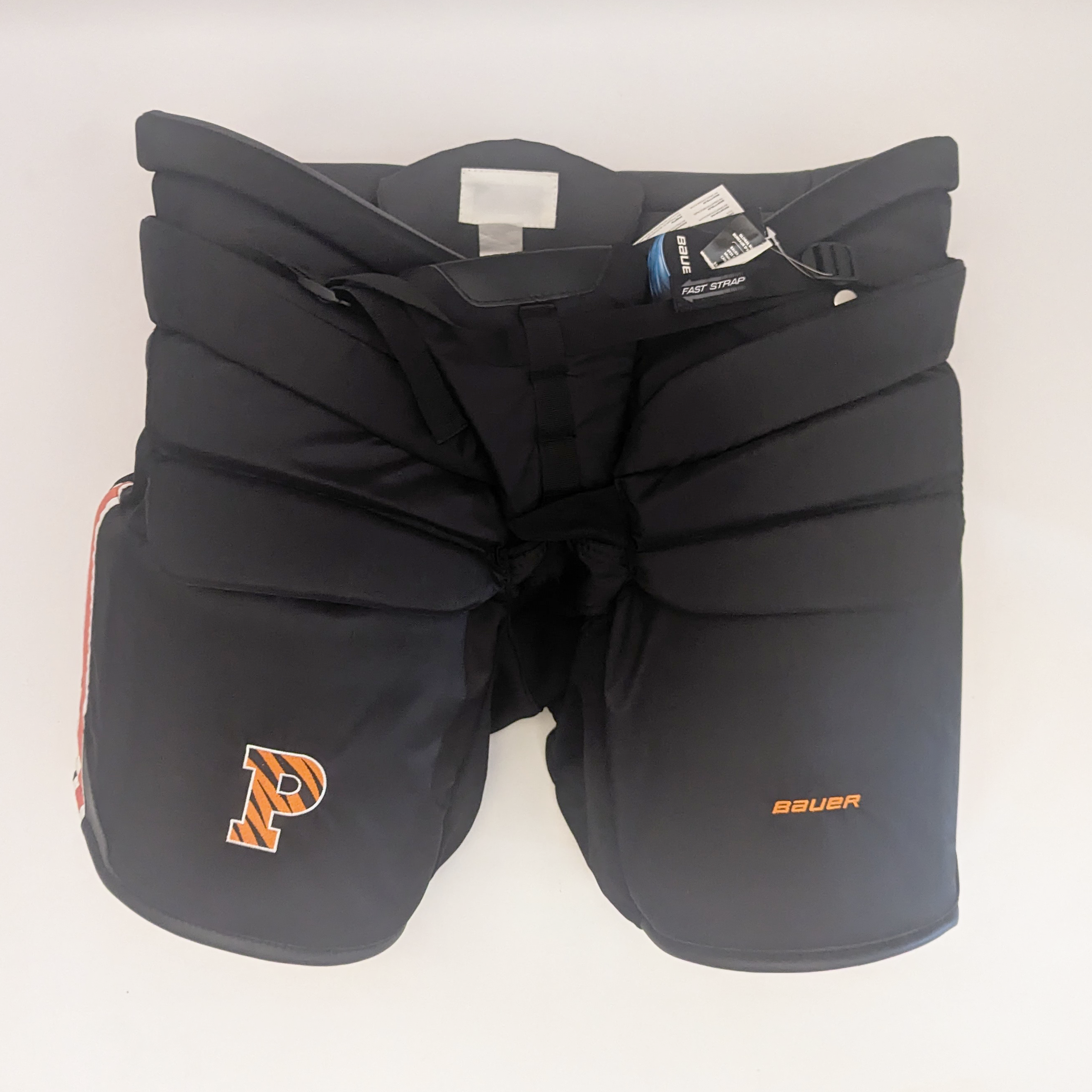 Bauer - Pantalon de gardien de but de hockey NCAA Pro Stock (noir/orange)